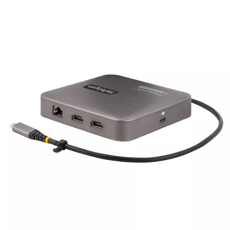 StarTech.com USB-C dokkimisjaam, Kahekordne 4K 60Hz HDMI, ühildub Macbook Pro (M1/M2/M3/M4) ja Windowsiga, USB-A/USB-C 10Gbps jaotur, 100W toide, GbE, SD, 56 cm kaabel