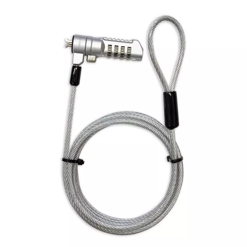 Techly Combination Notebook Security Padlock for Nano Slot, 1.8 m, Kombinatsioonilukk, Metall, Teras, Hõbedane
