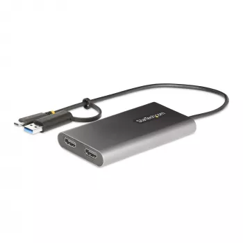 StarTech.com USB-C–kahe HDMI-adapter – USB-C või A kaheks HDMI-ks – 4K 60 Hz – 100 W toiteedastus läbi – 30 cm sisseehitatud kaabel – USB–HDMI mitme monitori konverter sülearvutile – TAA