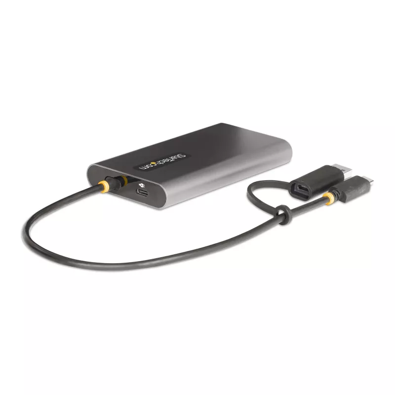 StarTech.com USB-C–kahe HDMI-adapter – USB-C või A kaheks HDMI-ks – 4K 60 Hz – 100 W toiteedastus läbi – 30 cm sisseehitatud kaabel – USB–HDMI mitme monitori konverter sülearvutile – TAA