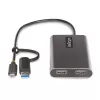 StarTech.com USB-C–kahe HDMI-adapter – USB-C või A kaheks HDMI-ks – 4K 60 Hz – 100 W toiteedastus läbi – 30 cm sisseehitatud kaabel – USB–HDMI mitme monitori konverter sülearvutile – TAA