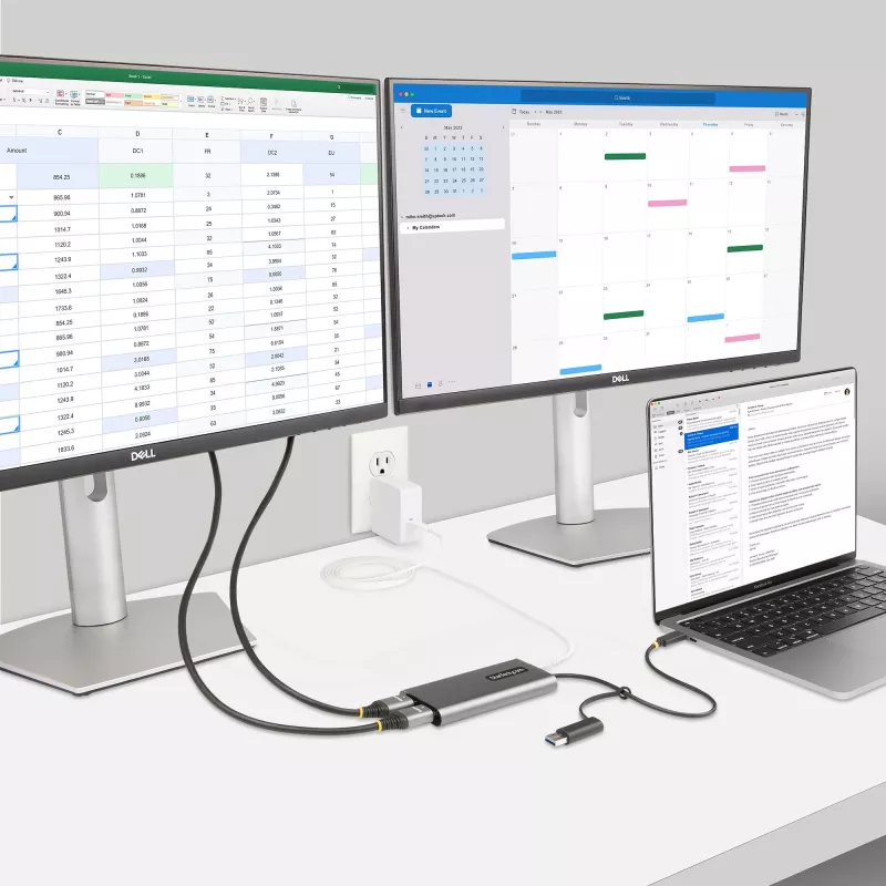 StarTech.com USB-C–kahe HDMI-adapter – USB-C või A kaheks HDMI-ks – 4K 60 Hz – 100 W toiteedastus läbi – 30 cm sisseehitatud kaabel – USB–HDMI mitme monitori konverter sülearvutile – TAA