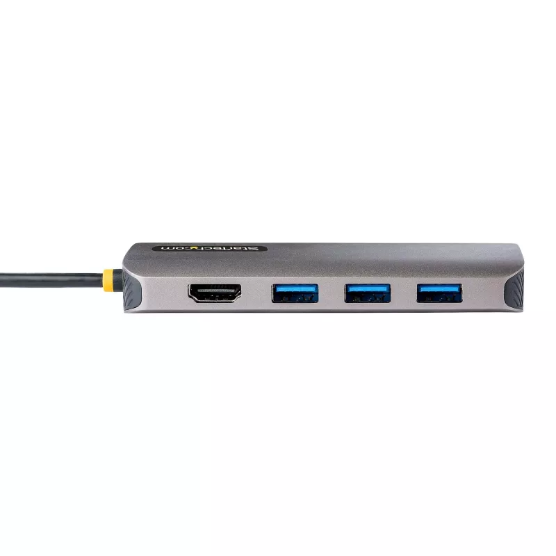 StarTech.com USB C mitmepordiadapter, 4K 60Hz HDMI video, 3 tk 5Gbps USB-A jaotur, 100W USB Power Delivery läbivool/GbE/SD/microSD, 12 inch/30cm kaabel, kaasaskantav sülearvuti dokkimisjaam