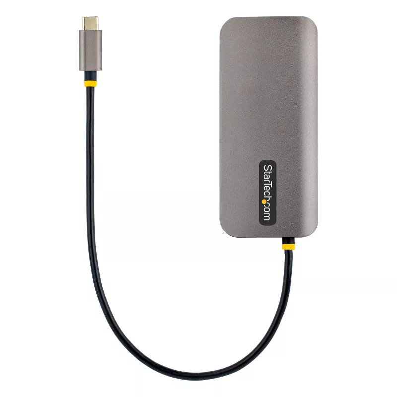 StarTech.com USB C mitmepordiadapter, 4K 60Hz HDMI video, 3 tk 5Gbps USB-A jaotur, 100W USB Power Delivery läbivool/GbE/SD/microSD, 12 inch/30cm kaabel, kaasaskantav sülearvuti dokkimisjaam