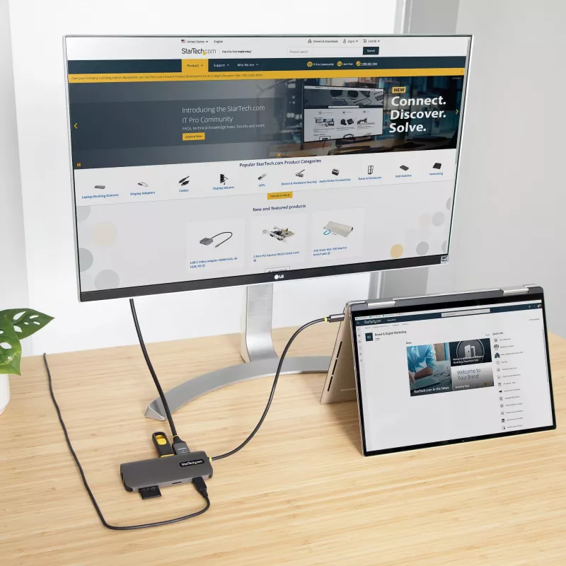 StarTech.com USB C mitmepordiadapter, 4K 60Hz HDMI video, 3 tk 5Gbps USB-A jaotur, 100W USB Power Delivery läbivool/GbE/SD/microSD, 12 inch/30cm kaabel, kaasaskantav sülearvuti dokkimisjaam