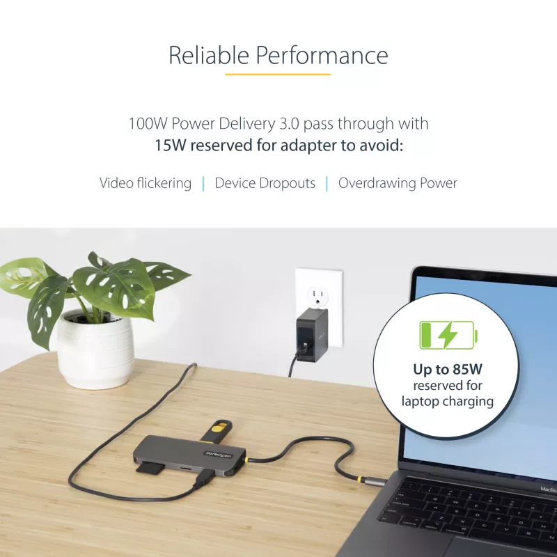 StarTech.com USB C mitmepordiadapter, 4K 60Hz HDMI video, 3 tk 5Gbps USB-A jaotur, 100W USB Power Delivery läbivool/GbE/SD/microSD, 12 inch/30cm kaabel, kaasaskantav sülearvuti dokkimisjaam