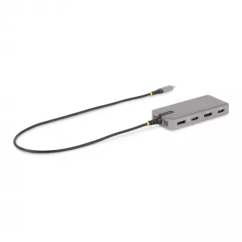 StarTech.com USB-C kolmiku monitori multipordiadapter, kahekordne 4K 60Hz + 4K 30Hz HDMI ja DisplayPort, 3-pordine USB 10Gbps jaotur, 100W PD läbivool, GbE, reisidokk, Windows ja ChromeOS