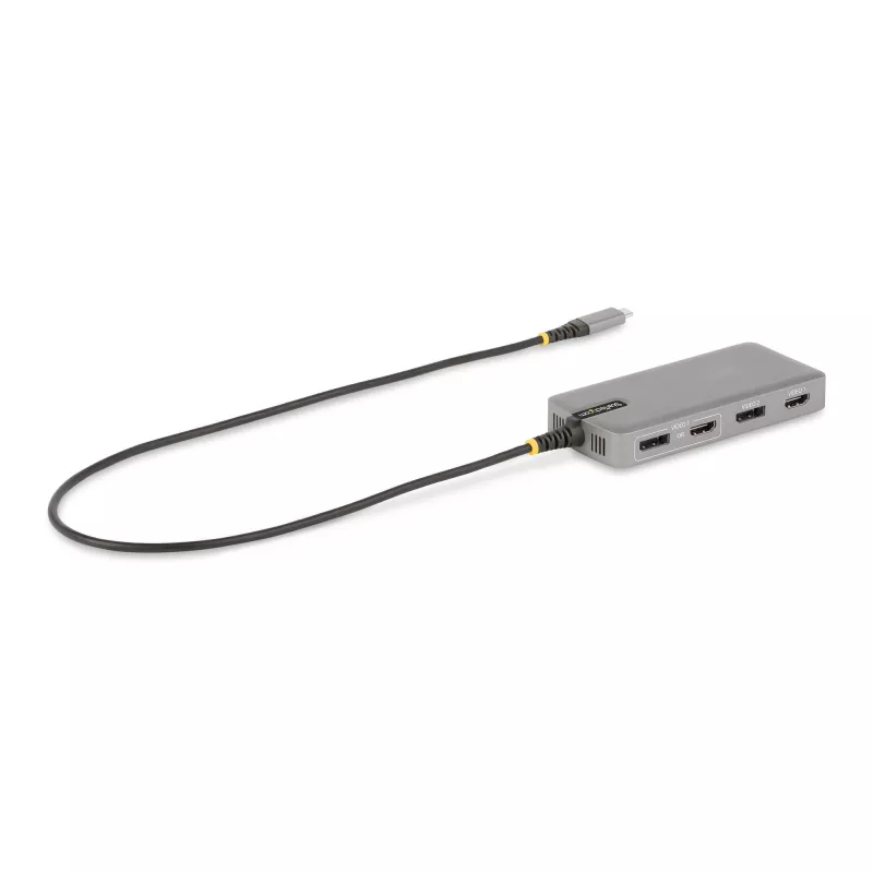 StarTech.com USB-C kolmiku monitori multipordiadapter, kahekordne 4K 60Hz + 4K 30Hz HDMI ja DisplayPort, 3-pordine USB 10Gbps jaotur, 100W PD läbivool, GbE, reisidokk, Windows ja ChromeOS