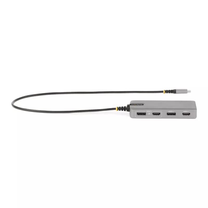 StarTech.com USB-C kolmiku monitori multipordiadapter, kahekordne 4K 60Hz + 4K 30Hz HDMI ja DisplayPort, 3-pordine USB 10Gbps jaotur, 100W PD läbivool, GbE, reisidokk, Windows ja ChromeOS