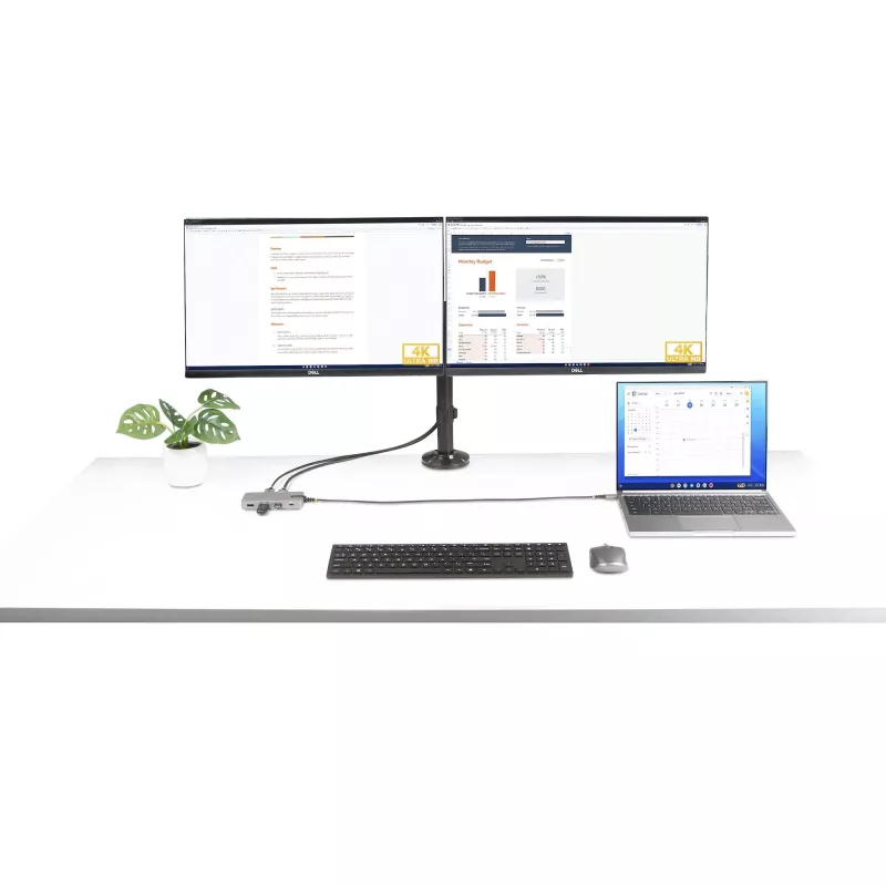 StarTech.com USB-C kolmiku monitori multipordiadapter, kahekordne 4K 60Hz + 4K 30Hz HDMI ja DisplayPort, 3-pordine USB 10Gbps jaotur, 100W PD läbivool, GbE, reisidokk, Windows ja ChromeOS
