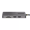 StarTech.com USB C multipordiadapter, kahe HDMI-videoga, 4K 60Hz, 2-pordiline 5Gbps USB-A jaotur, 100W toiteedastuse läbivool/GbE/SD/MicroSD, 12-tolline/30cm kaabel, reisidokk, sülearvuti dokkimisjaam