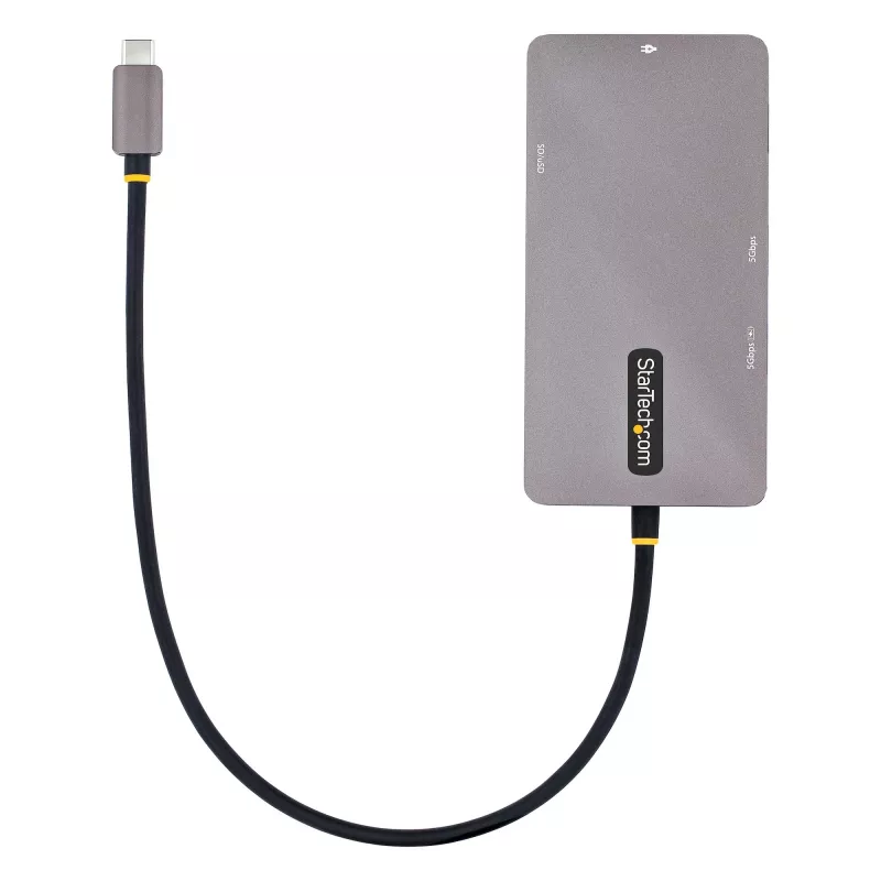 StarTech.com USB C multipordiadapter, kahe HDMI-videoga, 4K 60Hz, 2-pordiline 5Gbps USB-A jaotur, 100W toiteedastuse läbivool/GbE/SD/MicroSD, 12-tolline/30cm kaabel, reisidokk, sülearvuti dokkimisjaam