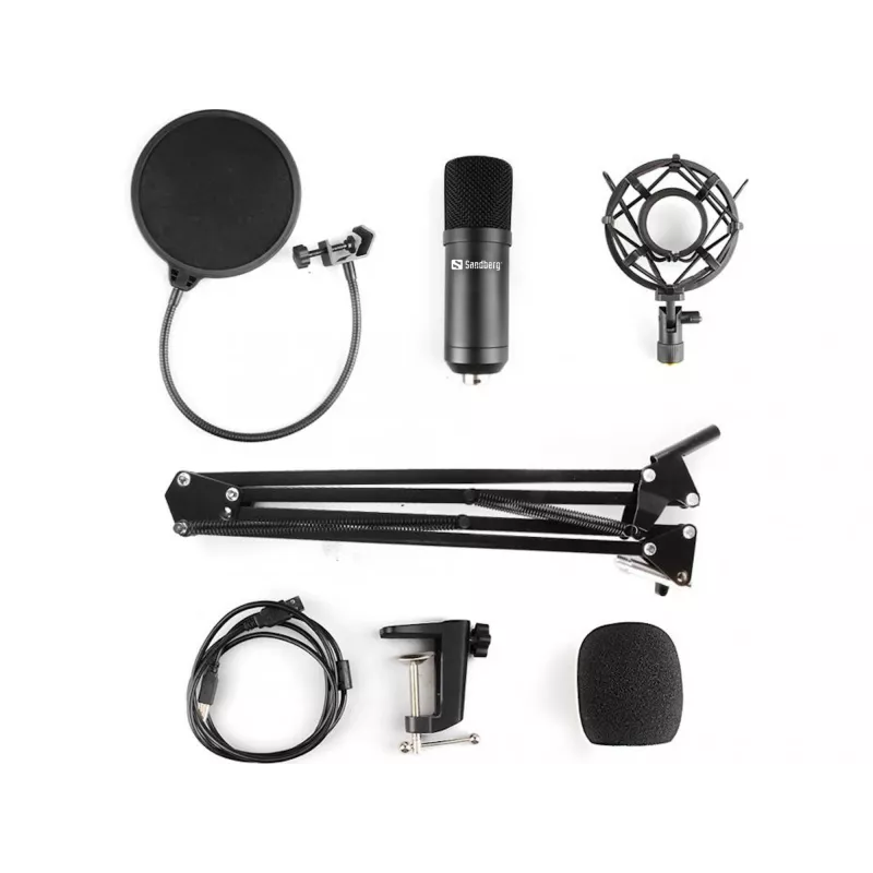 Sandberg Streamer USB mikrofoni komplekt, Stuudiomikrofon, -27 dB, 30–16000 Hz, 24-bitine, 96 kHz, ühesuunaline