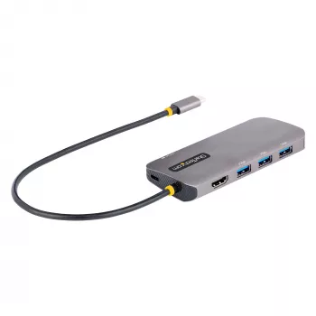 StarTech.com USB-C Multiport-adapter, 4K 60Hz HDMI-video, 3 porti 5Gbps USB-jaotur, 100W Power Delivery läbivool, GbE, 12-tolline/30 cm kaabel, mini reisisadam, sülearvuti dokkimisjaam