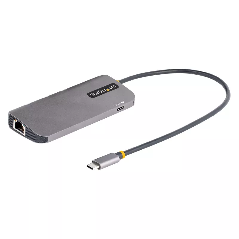 StarTech.com USB-C Multiport-adapter, 4K 60Hz HDMI-video, 3 porti 5Gbps USB-jaotur, 100W Power Delivery läbivool, GbE, 12-tolline/30 cm kaabel, mini reisisadam, sülearvuti dokkimisjaam