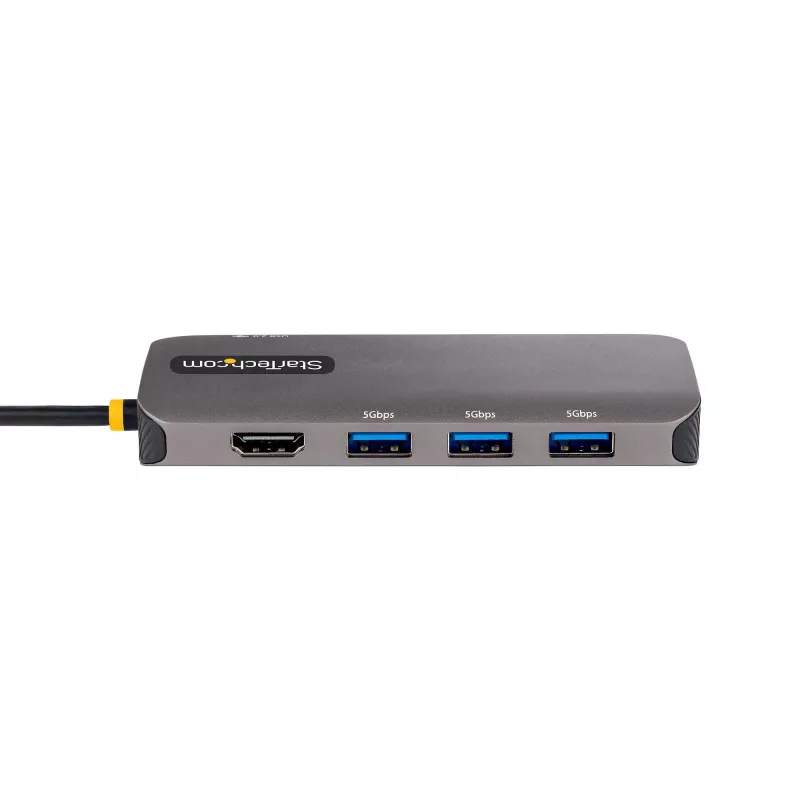 StarTech.com USB-C Multiport-adapter, 4K 60Hz HDMI-video, 3 porti 5Gbps USB-jaotur, 100W Power Delivery läbivool, GbE, 12-tolline/30 cm kaabel, mini reisisadam, sülearvuti dokkimisjaam