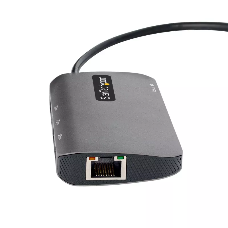 StarTech.com USB-C Multiport-adapter, 4K 60Hz HDMI-video, 3 porti 5Gbps USB-jaotur, 100W Power Delivery läbivool, GbE, 12-tolline/30 cm kaabel, mini reisisadam, sülearvuti dokkimisjaam