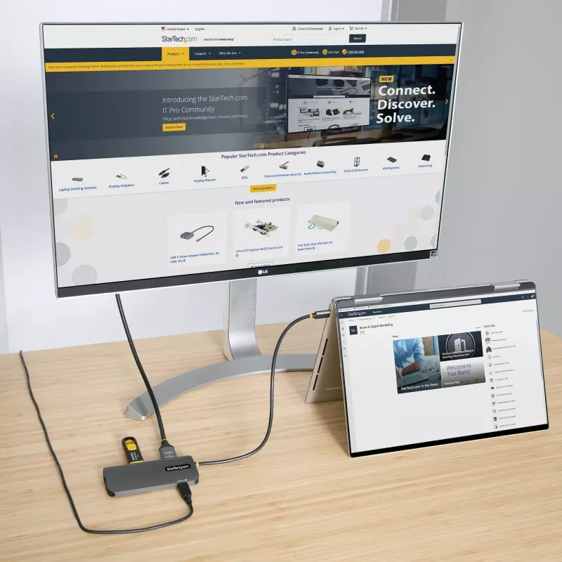 StarTech.com USB-C Multiport-adapter, 4K 60Hz HDMI-video, 3 porti 5Gbps USB-jaotur, 100W Power Delivery läbivool, GbE, 12-tolline/30 cm kaabel, mini reisisadam, sülearvuti dokkimisjaam