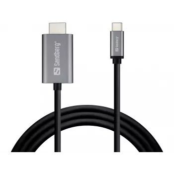 Sandberg USB-C to HDMI kaabel 2M, 2 m, USB USB-C, HDMI, Male, Male, sirge