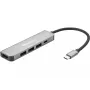 Sandberg USB-C Dock HDMI+3xUSB+PD 100W, juhtmega, USB 3.2 Gen 1 (3.1 Gen 1) USB-C, 100 W, hall, 4K Ultra HD, alumiinium