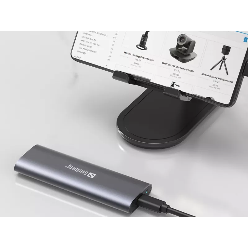 Sandberg USB 3.2 ümbris M.2+NVMe SSD-le, SSD-korpus, M.2, M.2, 10 Gbit/s, USB-ühenduvus, must