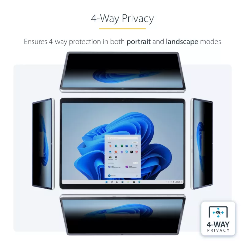 StarTech.com 4-suunaline privaatsuskile 13-tollisele Surface Pro 8/9/X sülearvutile, portree-/maastikurežiim, puutetoega, +/- 30° vaatenurk, blokeerib kuni 51% sinist valgust, pimestamisvastane