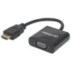 Manhattan HDMI-VGA muundurkaabel, 1080p, 30 cm, isane–emane, Micro-USB toitepistik lisaenergia jaoks vajadusel, must, kolmeaastane garantii, HD2VGAE2 ekvivalent
