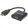 Manhattan HDMI-VGA muundurkaabel, 1080p, 30 cm, isane–emane, Micro-USB toitepistik lisaenergia jaoks vajadusel, must, kolmeaastane garantii, HD2VGAE2 ekvivalent