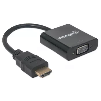 Manhattan HDMI-VGA muundurkaabel, 1080p, 30 cm, isane–emane, Micro-USB toitepistik lisaenergia jaoks vajadusel, must, kolmeaastane garantii, HD2VGAE2 ekvivalent