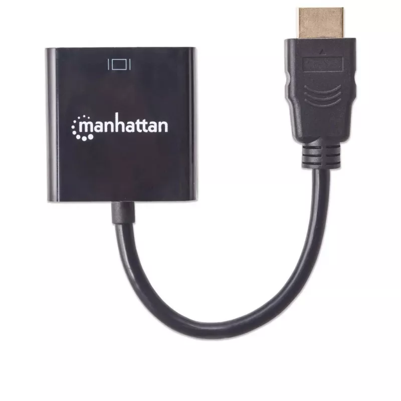 Manhattan HDMI-VGA muundurkaabel, 1080p, 30 cm, isane–emane, Micro-USB toitepistik lisaenergia jaoks vajadusel, must, kolmeaastane garantii, HD2VGAE2 ekvivalent