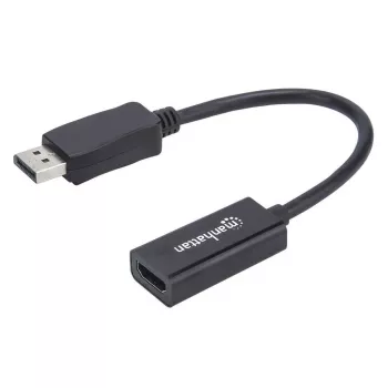 Manhattan DisplayPort 1.1 HDMI-adapterkaabel, 1080p@60Hz, isane → emane, must, kaabel 15 cm, DP riiviga, mitte kahesuunaline, kolmeaastane garantii, samaväärne tootega DP2HDMI