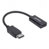 Manhattan DisplayPort 1.1 HDMI-adapterkaabel, 1080p@60Hz, isane → emane, must, kaabel 15 cm, DP riiviga, mitte kahesuunaline, kolmeaastane garantii, samaväärne tootega DP2HDMI