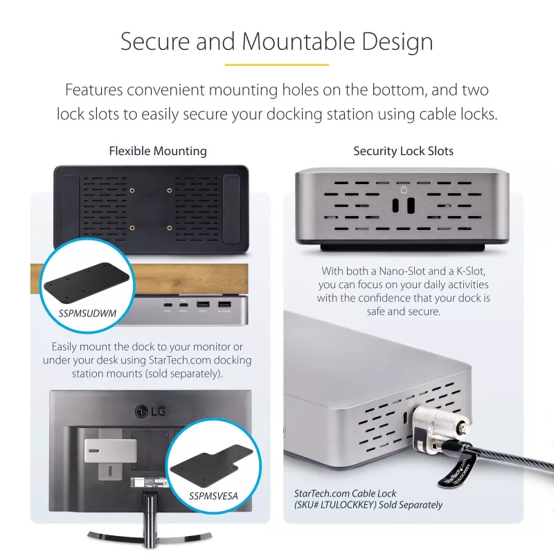 StarTech.com kahe monitoriga USB4 dokkimisjaam, kaks 4K 120 Hz või üks 8K 60 Hz HDMI, 100 W sülearvuti laadimine, 2.5GbE, USB-C mitme monitoriga dokk, draiverivaba