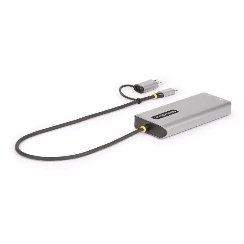 StarTech.com USB-C multipordiadapter koos ühendatud USB-C–USB-A adapteriga, kaks HDMI-d (4K30Hz/1080p60Hz), 3x USB-A 5Gbps, mini-reisidokk, sülearvuti dokkimisjaam, 1,3 jala/40 cm kaabel
