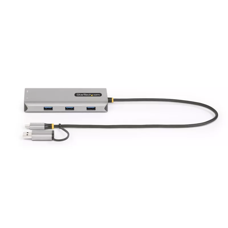 StarTech.com USB-C multipordiadapter koos ühendatud USB-C–USB-A adapteriga, kaks HDMI-d (4K30Hz/1080p60Hz), 3x USB-A 5Gbps, mini-reisidokk, sülearvuti dokkimisjaam, 1,3 jala/40 cm kaabel