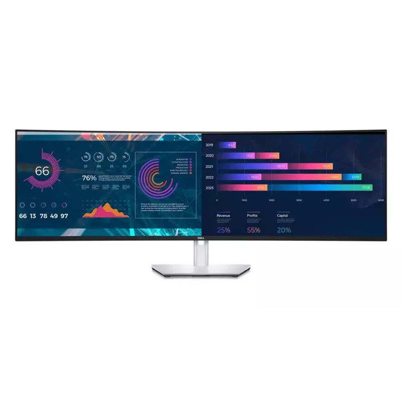 DELL UltraSharp U4924DW arvutimonitor 124.5 cm (49 tolli) 5120 x 1440 pikslit 5K Ultra HD LCD must, hõbedane