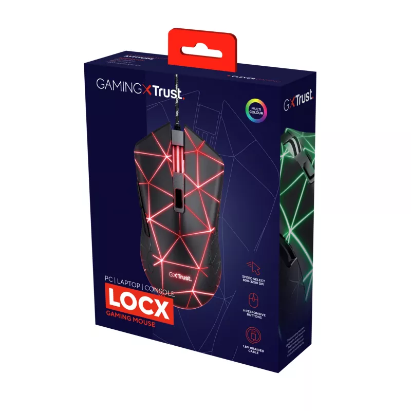 Trust GXT 133 Locx hiir Mängimine Paremakäeline USB Type-A Optiline 4000 DPI
