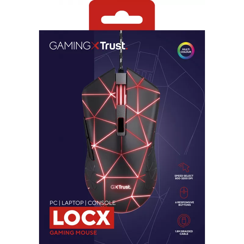 Trust GXT 133 Locx hiir Mängimine Paremakäeline USB Type-A Optiline 4000 DPI
