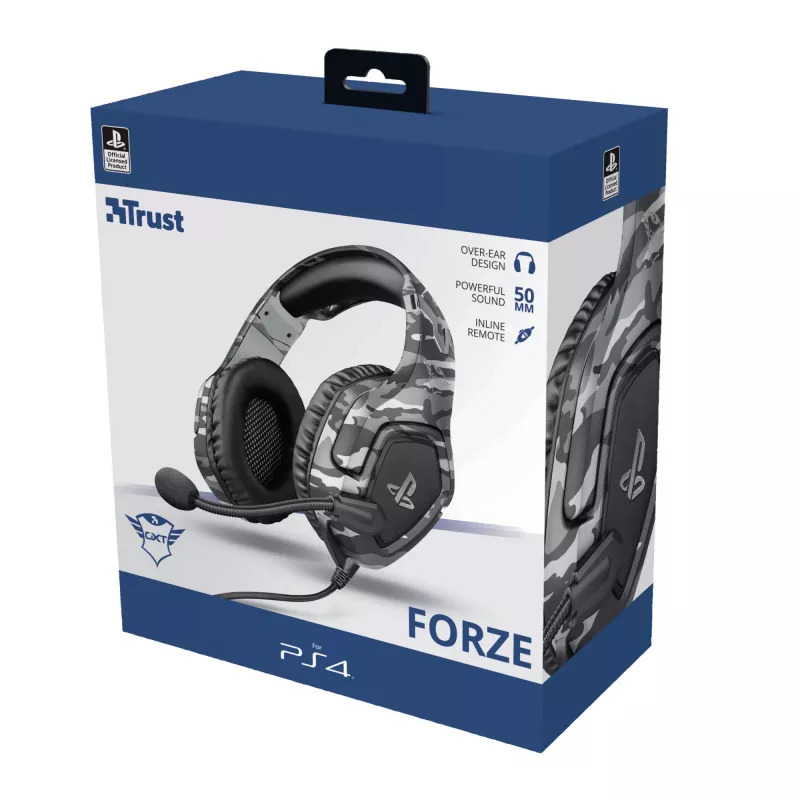 Trust GXT 488 Forze PS4 Peakomplekt Juhtmega üle pea Mängimine Must, Hall