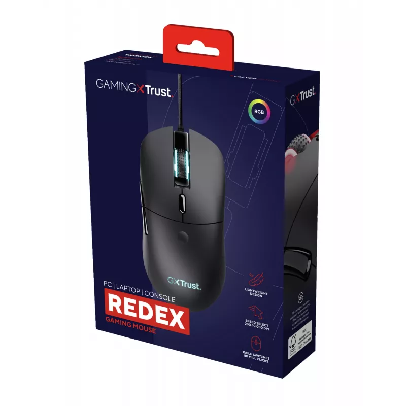 Trust GXT 981 Redex hiir Mängimine Paremakäeline USB Type-A Optiline 10000 DPI