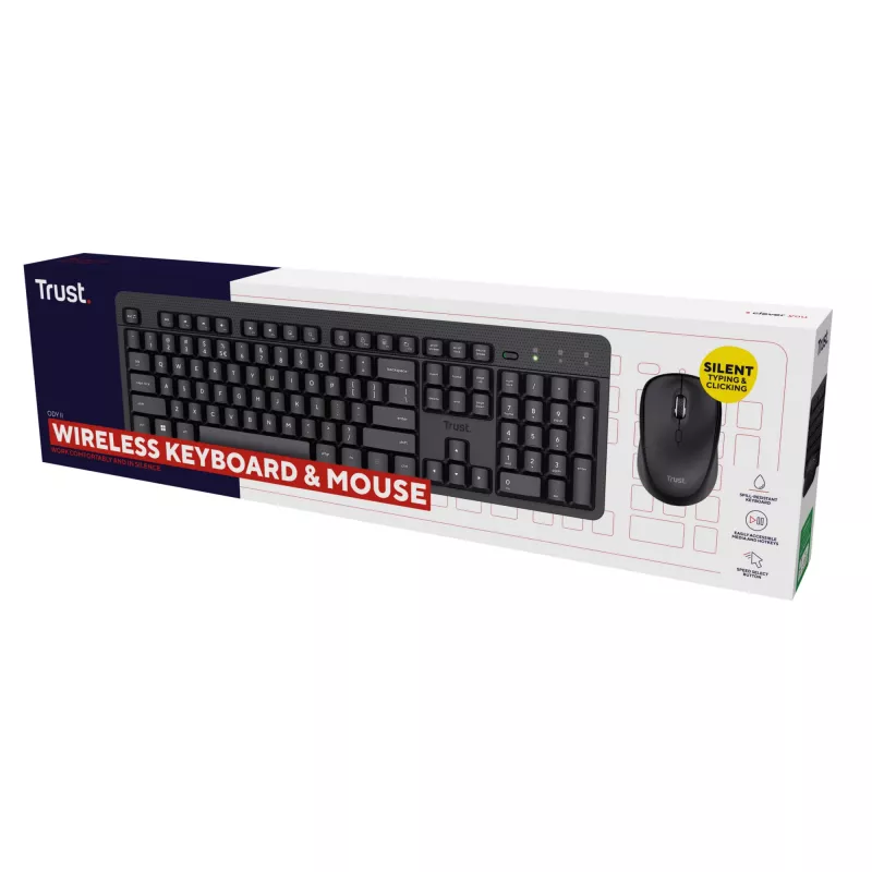 Trust Ody II klaviatuur hiir kaasas Universaalne RF juhtmevaba QWERTY USA inglise Must