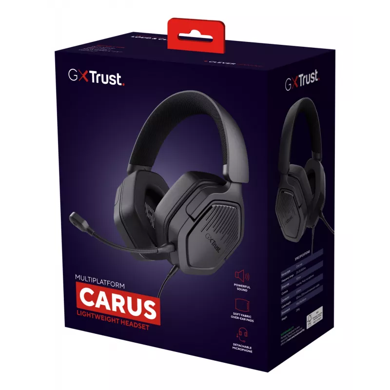 Trust GXT492 Carus Peakomplekt Juhtmega Peavõru Mängimine Must