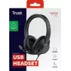 Trust Ayda Max USB-peakomplekt Juhtmega ühendatud Peapael Kontor/kõnekeskus USB USB-C / USB Type-A Must