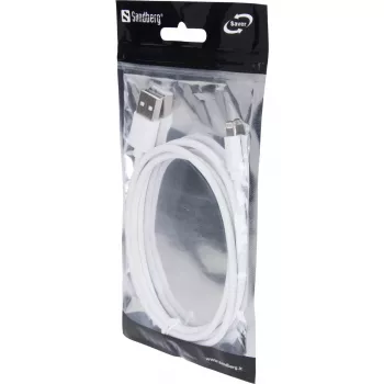 Sandberg USBLightning MFI 1m SAVER, 1 m, Lightning, USB A, isane, isane, valge