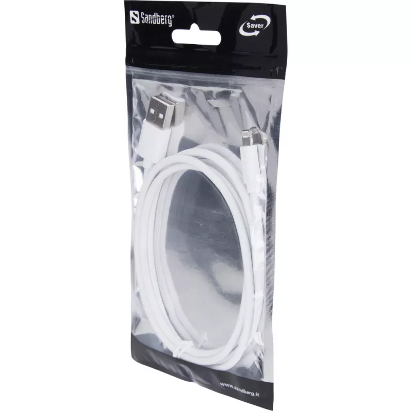 Sandberg USBLightning MFI 1m SAVER, 1 m, Lightning, USB A, isane, isane, valge