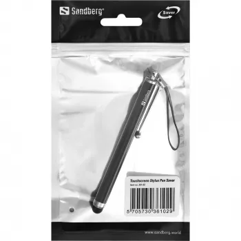 Sandberg Touchscreen Stylus Pen Saver, universaalne, mis tahes mark, must, hõbedane, metall, kumm, 1 tk, 100 mm