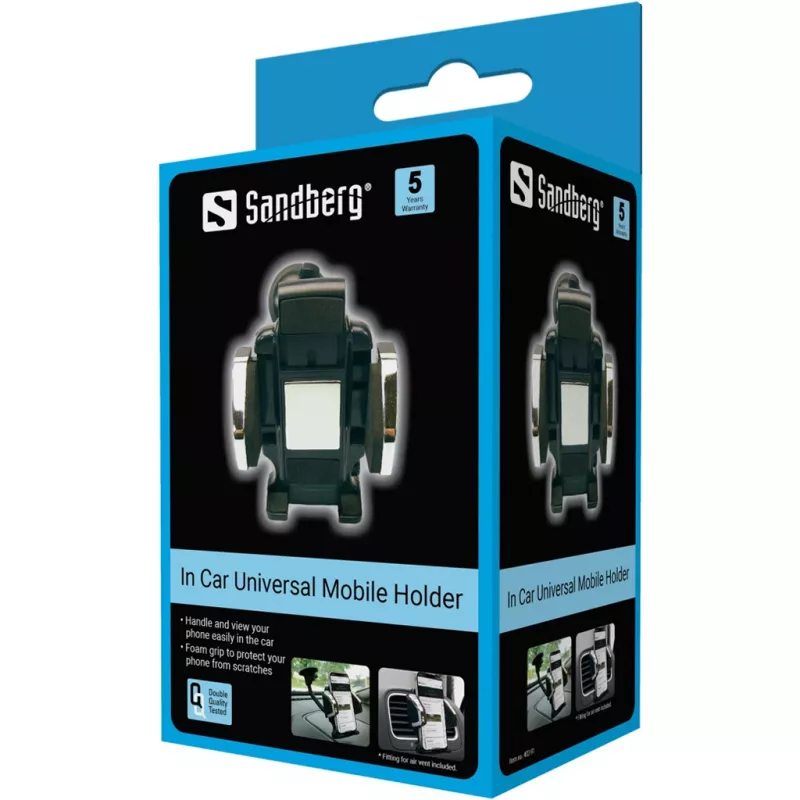 Sandberg In Car Universal Mobile Holder, mobiiltelefon/nutitelefon, passiivne hoidik, auto, must