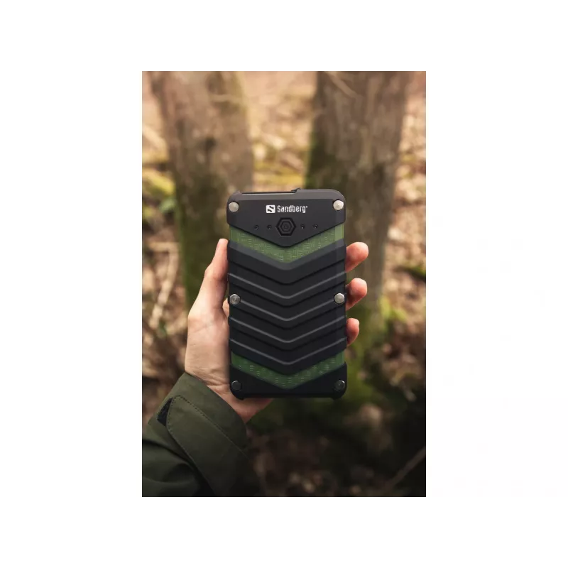 Sandberg Survivor akupank 20000, 20000 mAh, liitiumioon (Li-Ion), must, roheline