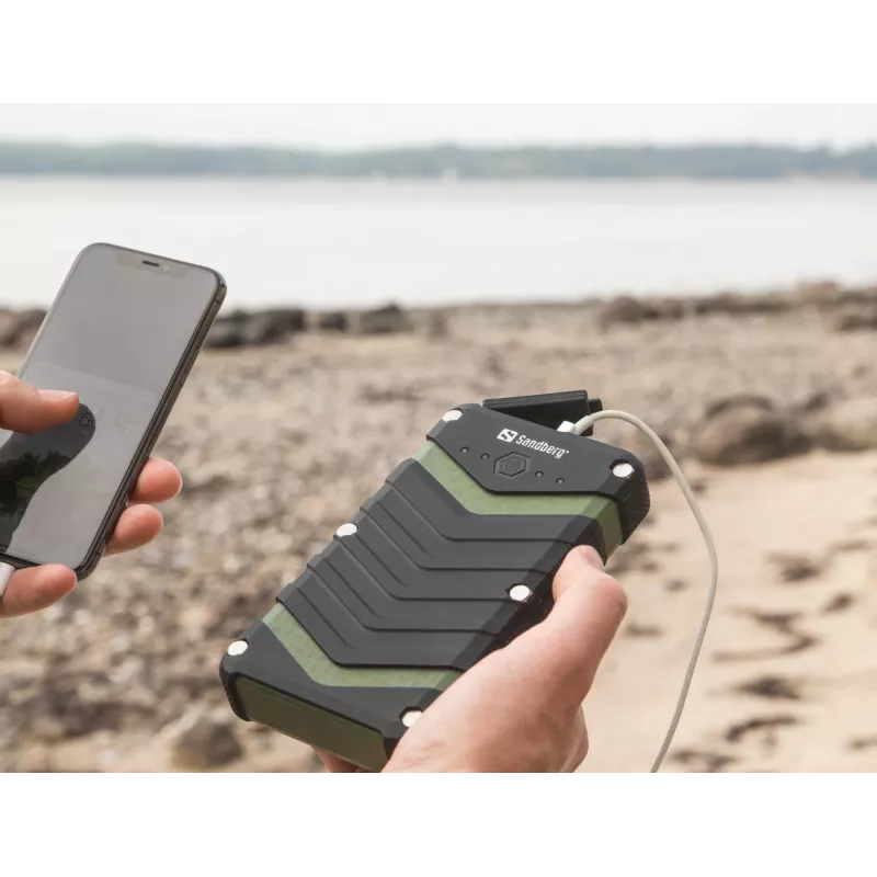 Sandberg Survivor akupank 20000, 20000 mAh, liitiumioon (Li-Ion), must, roheline