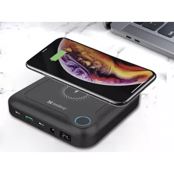 Sandberg All-in1 sülearvuti akupank 24000, 24000 mAh, Quick Charge 2.0, juhtmevaba laadimine, must